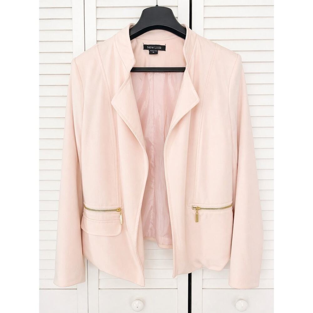 New Look Light Pink XL Women's Basic Jacket with Zipper Accents